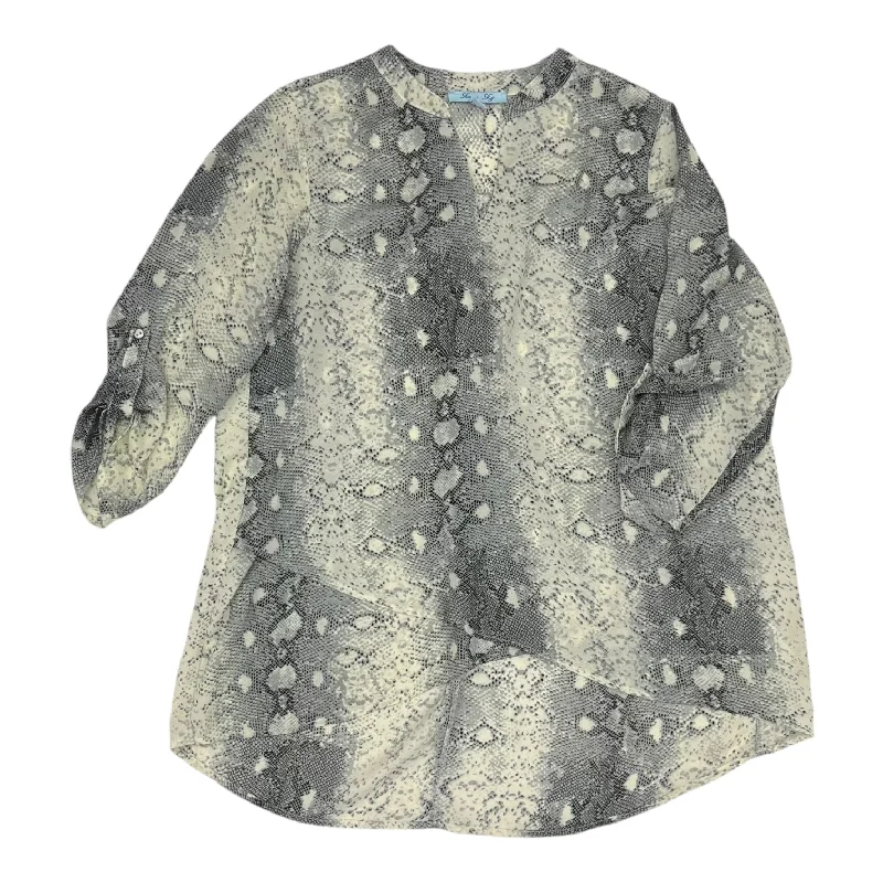 Blouse 3/4 Sleeve By She + Sky In Snakeskin Print, Size:L