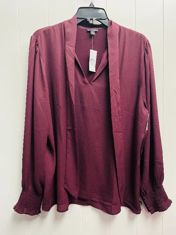 Blouse Long Sleeve By Ann Taylor In Red, Size: Xl