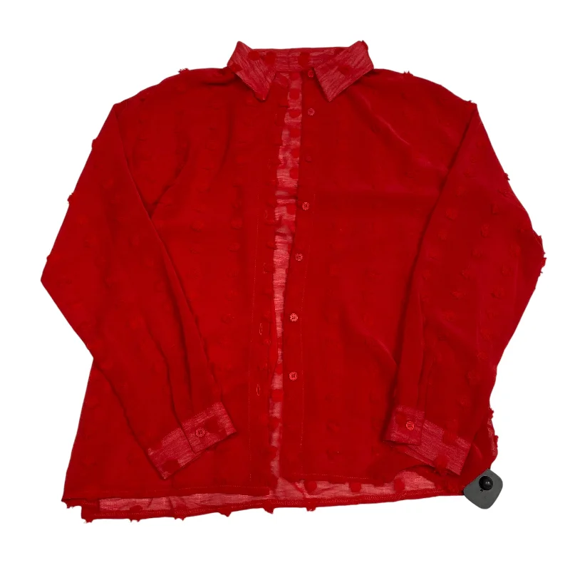 Blouse Long Sleeve By Cme In Red, Size: L