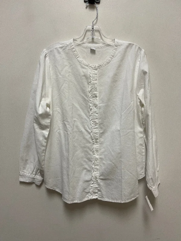 Blouse Long Sleeve By Old Navy In White, Size: L