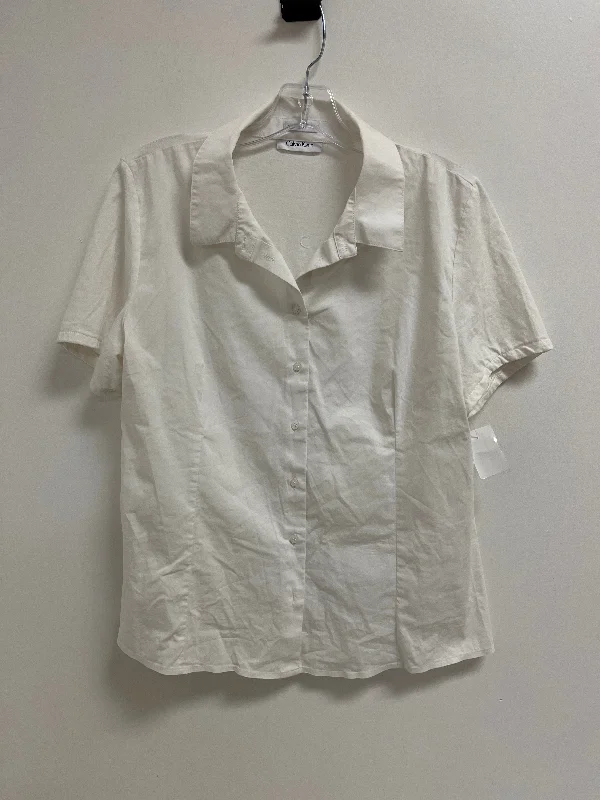 Blouse Short Sleeve By Calvin Klein In White, Size: S