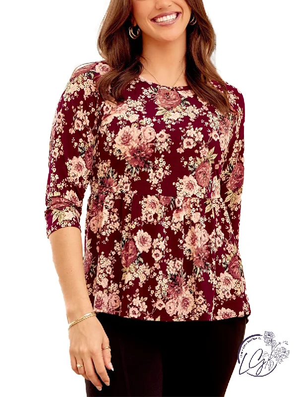 Wine Floral Print Top By Dear Scarlett