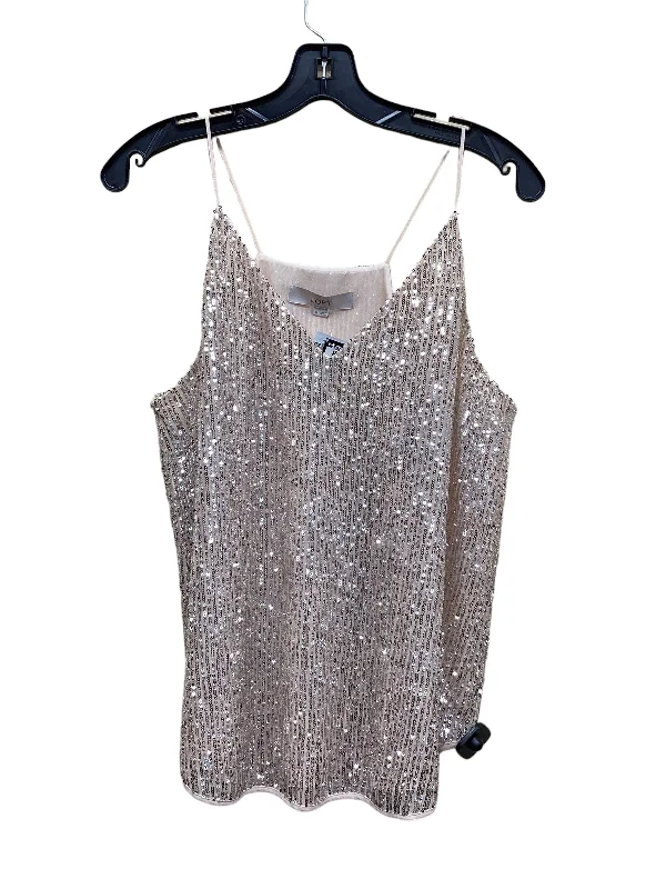 Top Sleeveless By Loft In Silver & Tan, Size: M