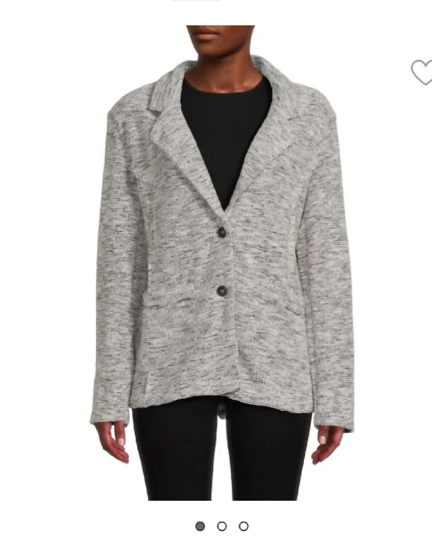 Relaxed Knit Blazer In Grey Black