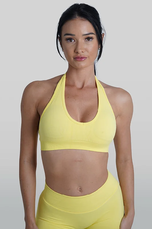 RECOIL HALTER CROP - YELLOW