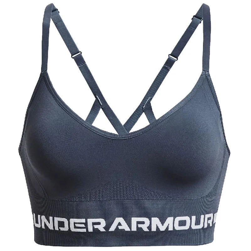 Under Armour Seamless Low Long Sports Bra - Womens - Downpour Grey/White