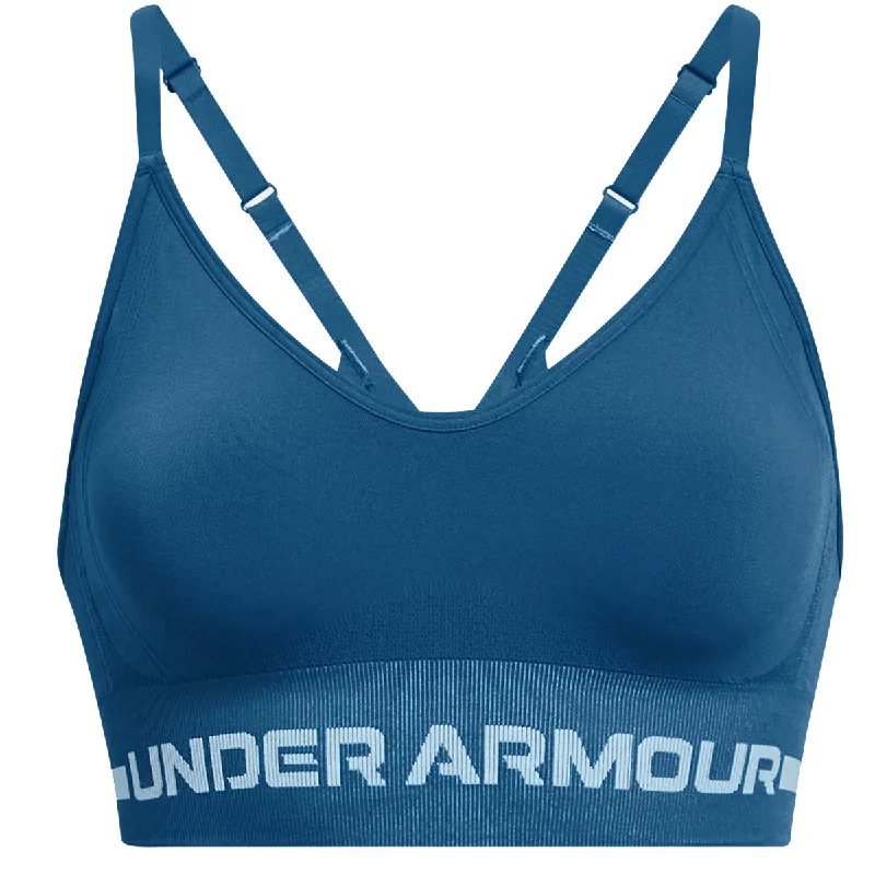 Under Armour Seamless Low Long Sports Bra - Womens - Varsity Blue/Blizzard