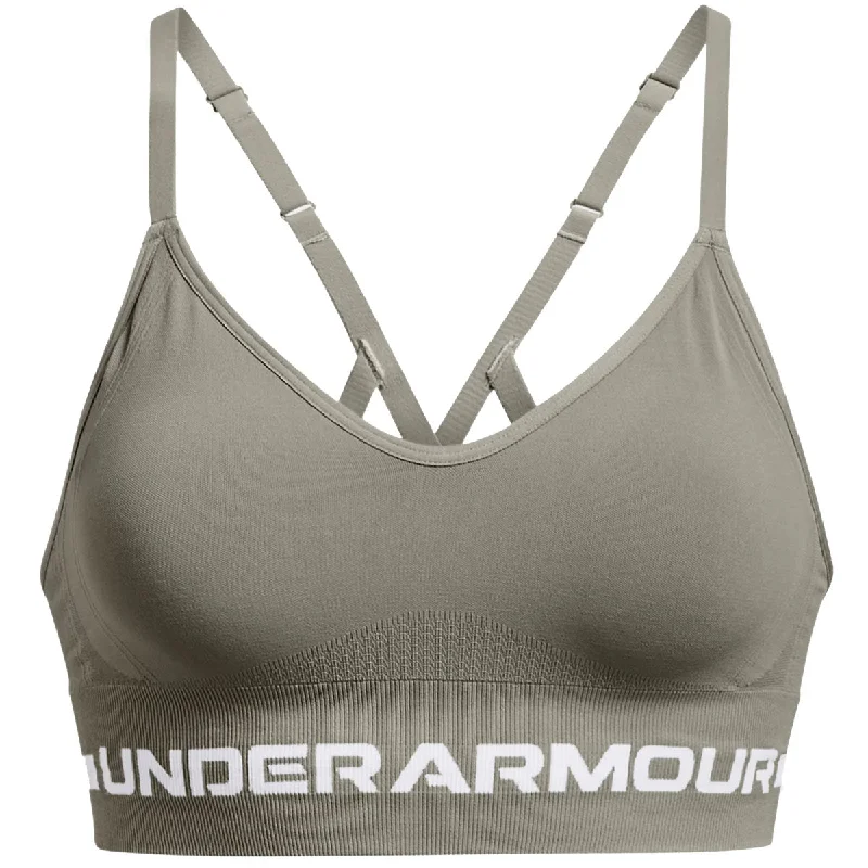 Under Armour Seamless Low Long Sports Bra - Womens - Grove Green/White