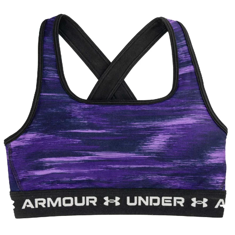 Under Armour Mid Crossback Print Sports Bra - Womens - Purple/Lavish/White