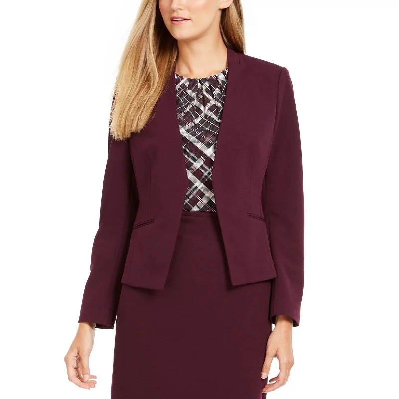 Calvin Klein Women's Collarless Open-Front Jacket Purple Size 2