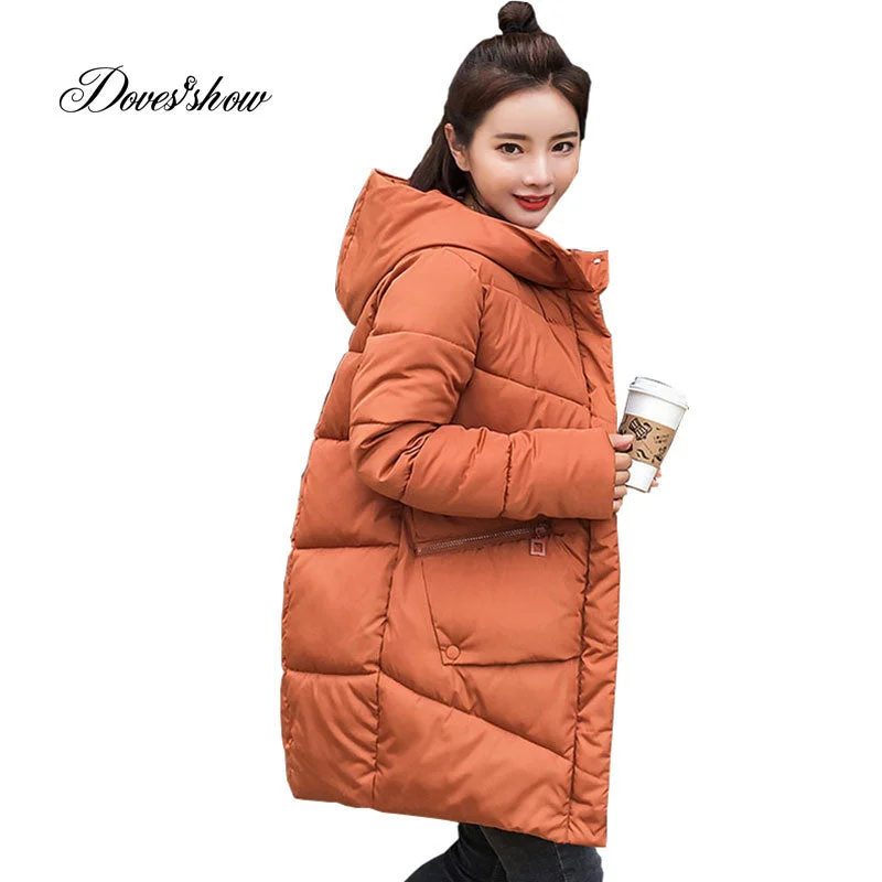 Caramel Hooded Elastic Winter Down Coat Jacket Long Warm Women Casaco Feminino Abrigos Mujer Invierno 2018 Parkas Outwear Coats