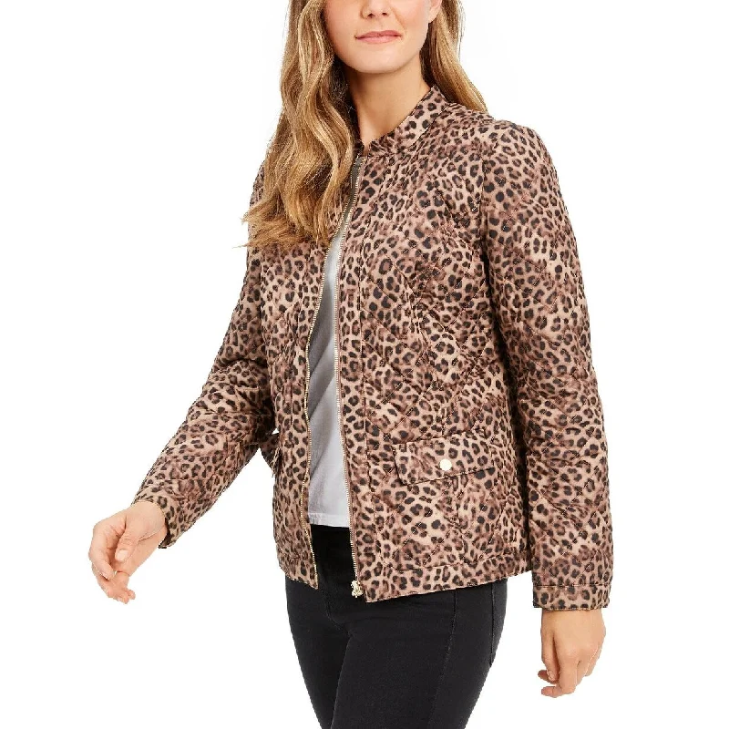 Charter Club Women's Animal-Print Jacket Beige Size Large