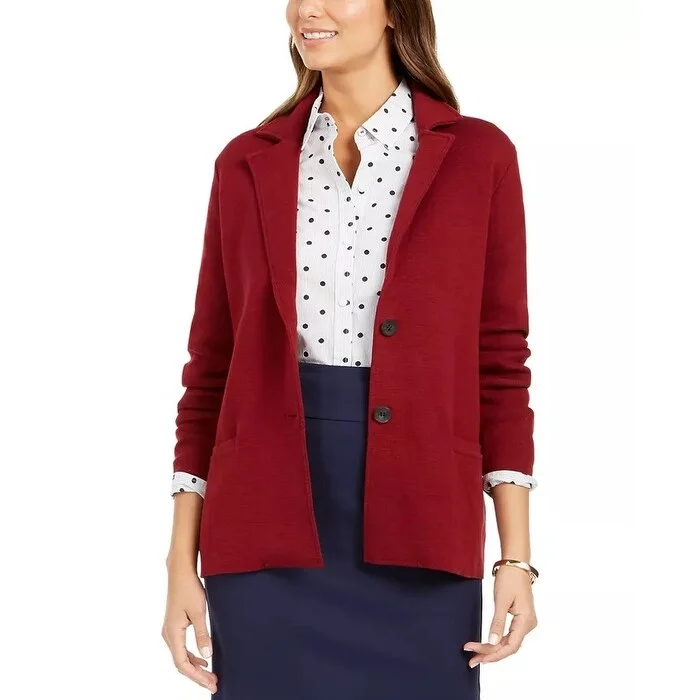 Charter Club Women's Sweater Blazer Jacket Wine Size Medium