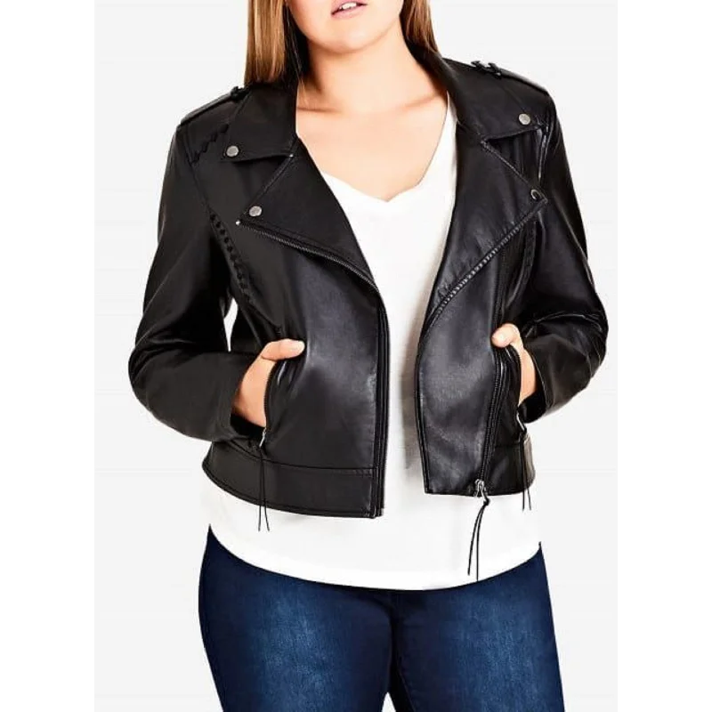 City Chic Women's Trendy Plus Size Biker Jacket Black Size 18W