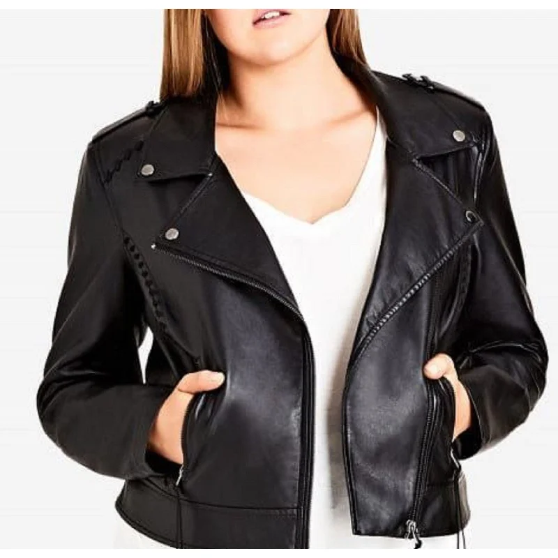 City Chic Women's Trendy Plus Size Biker Jacket Black Size 20W