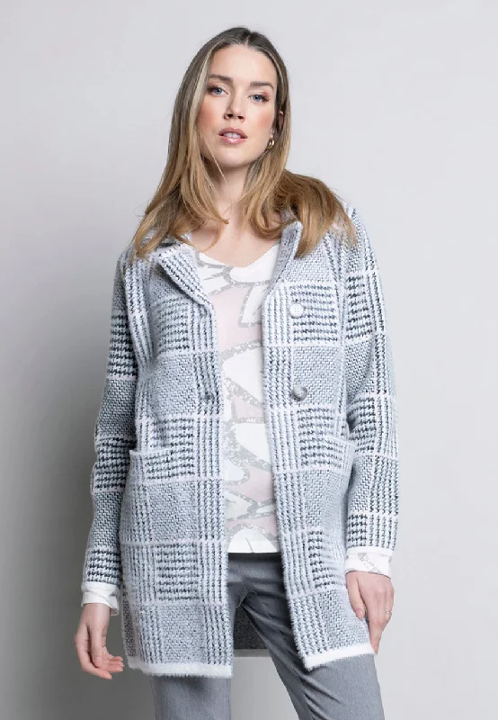 Houndstooth Plaid Cardigan