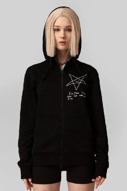 Satan Loves You Zip Hoodie - Unisex