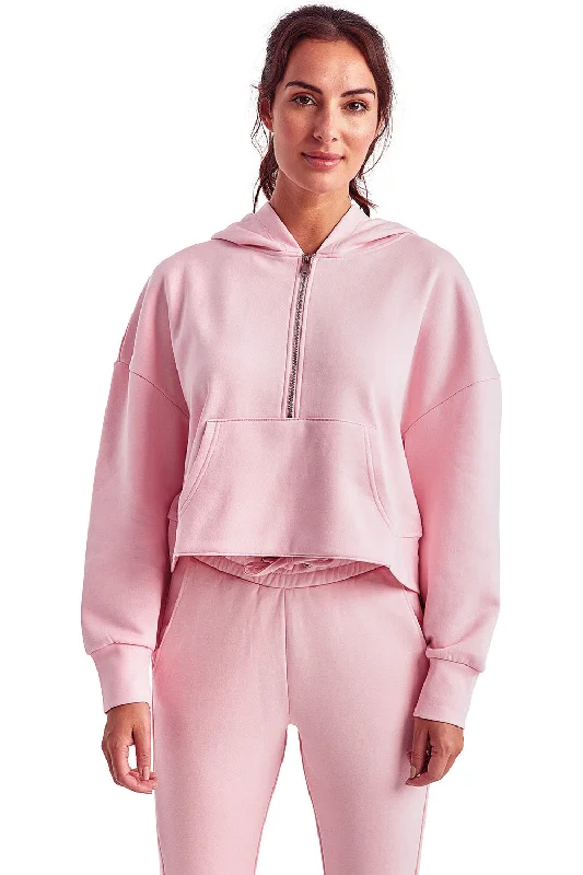 TriDri Womens Alice 1/4 Zip Hooded Sweatshirt Hoodie - Light Pink