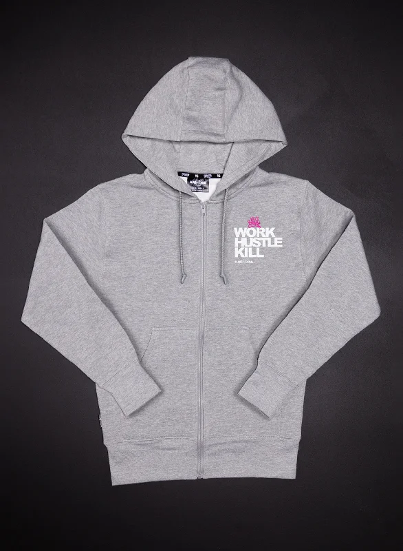 WORK HUSTLE KILL - ZIP UP - GREY