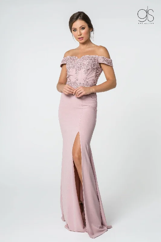 Mauve S Long Formal Off Shoulder Fitted Evening Dress Sale